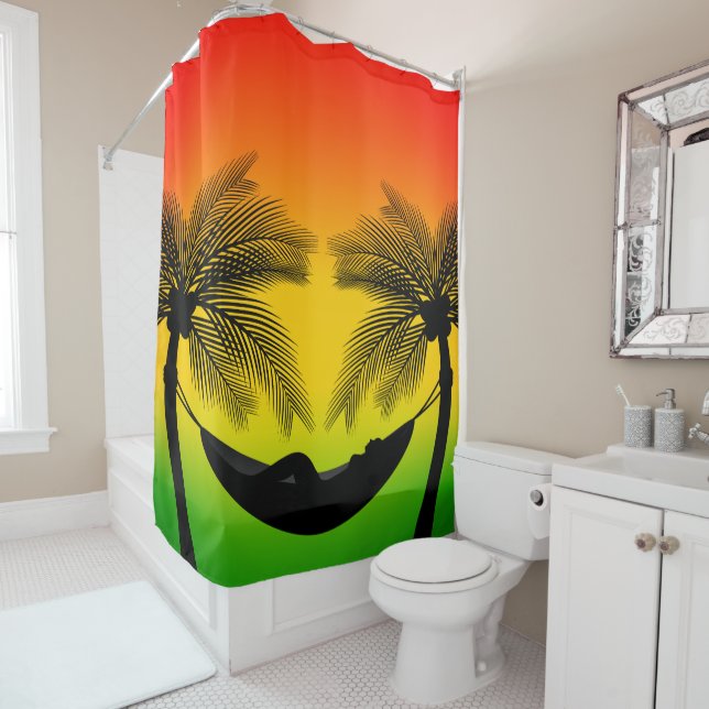 Tropical Hammock Island Sunset Bath Decor (In Situ)