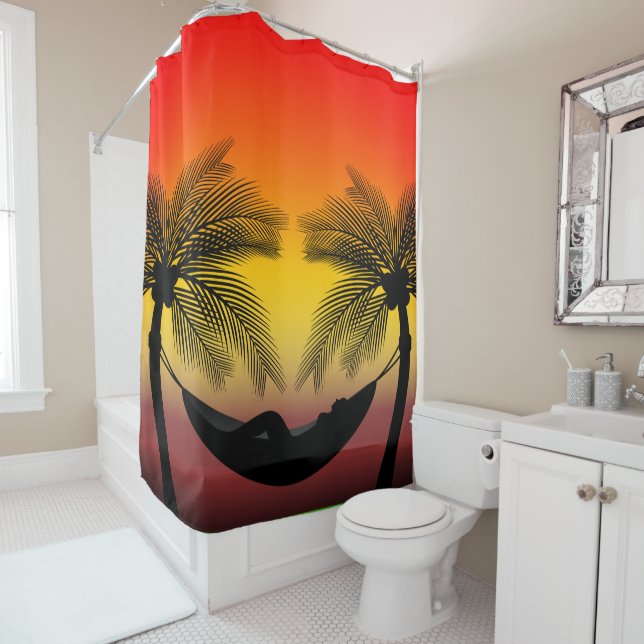 Tropical Hammock Island Sunset Bath Decor (In Situ)