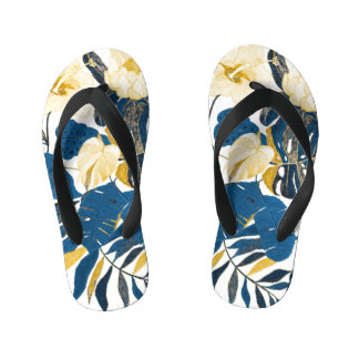 Tropical Hand Drawn: Creative Seamless Pattern Kid's Flip Flops