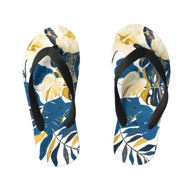 Tropical Hand Drawn: Creative Seamless Pattern Kid's Flip Flops (Footbed)