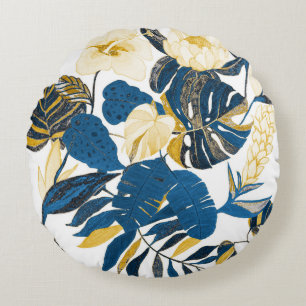 Tropical Hand Drawn: Creative Seamless Pattern Round Pillow