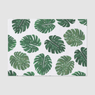 Tropical Hand Painted Swiss Cheese Plant Leaves Tissue Paper