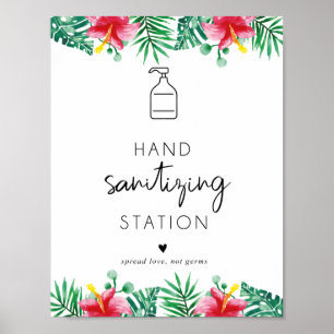 Tropical Hand Sanitizing Station Poster