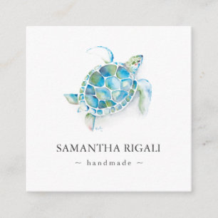 Tropical Handmade Sea Turtle Logo Business Card