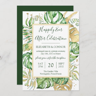Tropical Happily Ever After Elope Reception Party Invitation