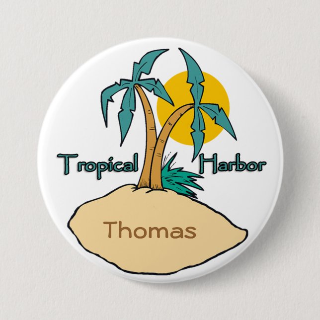 Tropical Harbour 3 Inch Round Button (Front)