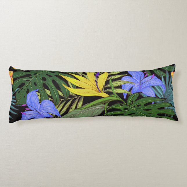 Tropical Hawaii Aloha Flower Graphic Body Pillow (Back)