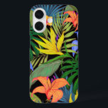Tropical Hawaii Aloha Flower Graphic iPhone 16 Case<br><div class="desc">Hawaiian Print - This image is a graphic art design of Hawaiian flowers and palm leaves. Artwork illustration painting collage.</div>
