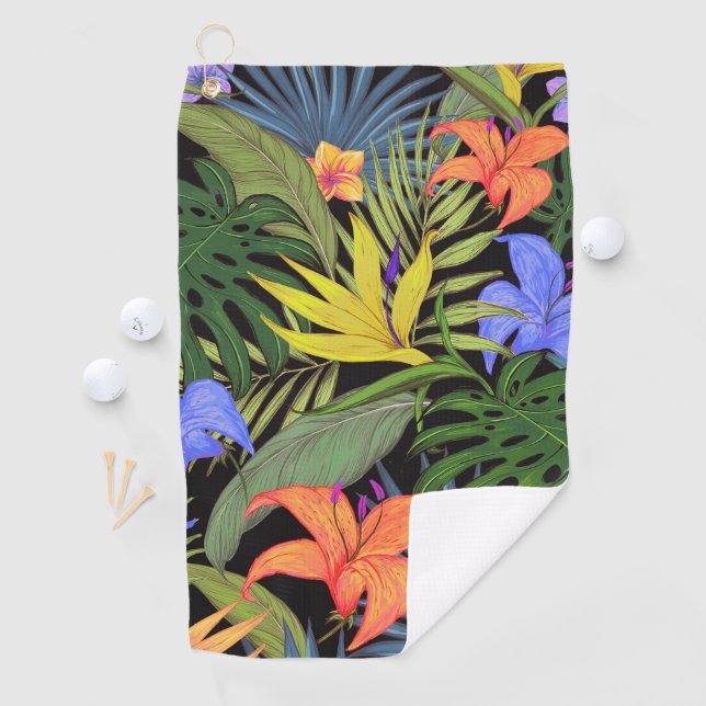 Tropical Hawaii Aloha Flower Graphic Golf Towel (InSitu)