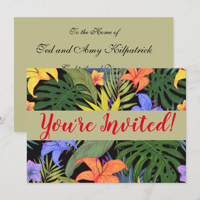 Tropical Hawaii Aloha Flower Graphic Invitation (Front/Back)
