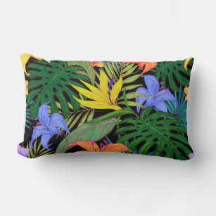 Tropical Hawaii Aloha Flower Graphic Lumbar Pillow