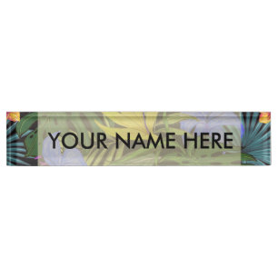 Tropical Hawaii Aloha Flower Graphic Nameplate