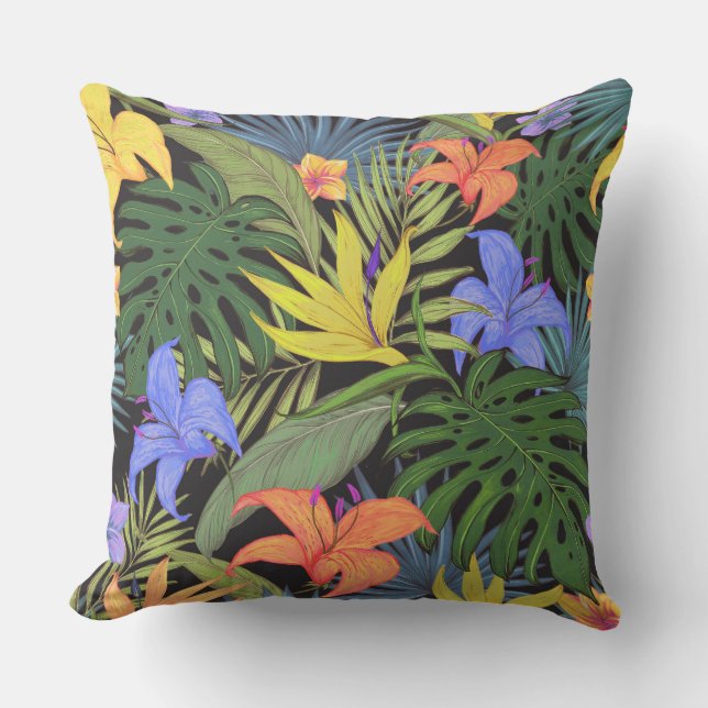 Tropical Hawaii Aloha Flower Graphic Outdoor Pillow (Front)