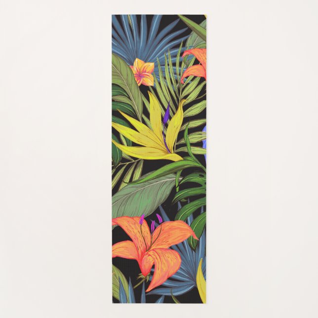 Tropical Hawaii Aloha Flower Graphic Yoga Mat (Front)