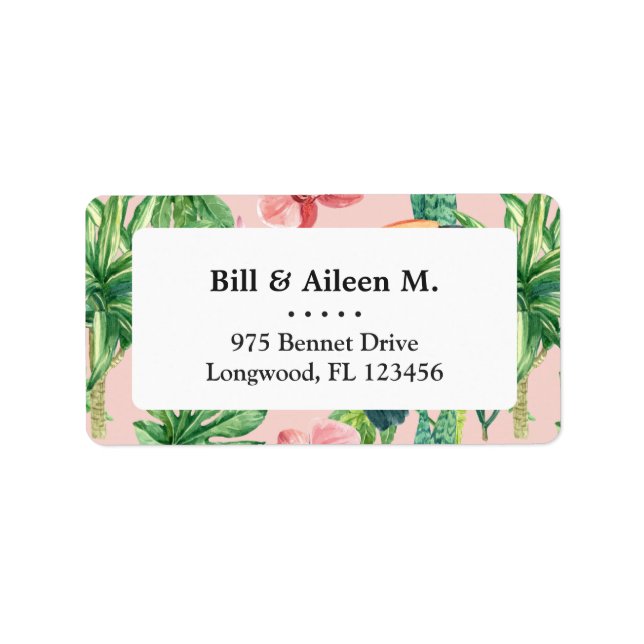 Tropical Hawaii birds floral watercolor pattern Label (Front)