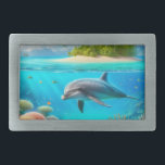 Tropical/Hawaii colourful underwater dolphin Belt Buckle<br><div class="desc">.</div>