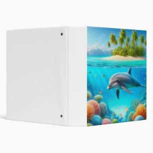Tropical/Hawaii colourful underwater dolphin Binder