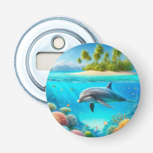 Tropical/Hawaii colourful underwater dolphin Bottle Opener