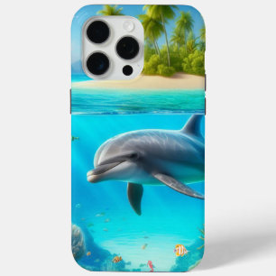 Tropical/Hawaii colourful underwater dolphin iPhone 15 Pro Max Case