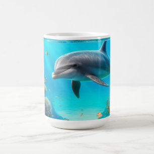 Tropical/Hawaii colourful underwater dolphin Coffee Mug