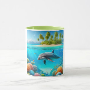 Tropical/Hawaii colourful underwater dolphin Mug