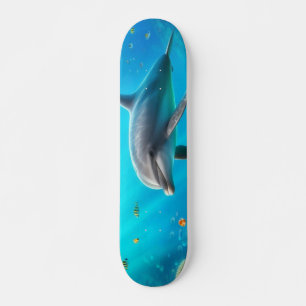 Tropical/Hawaii colourful underwater dolphin Skateboard