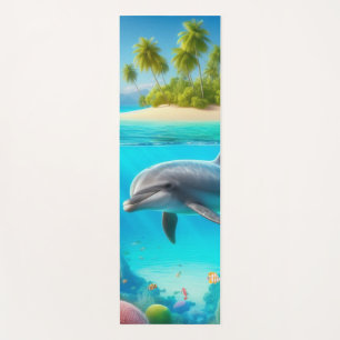 Tropical/Hawaii colourful underwater dolphin Yoga Mat