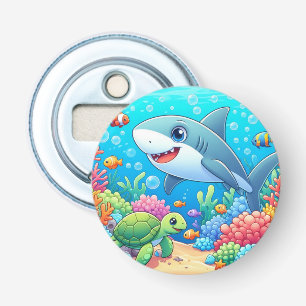 Tropical/Hawaii colourful underwater shark & turtl Bottle Opener