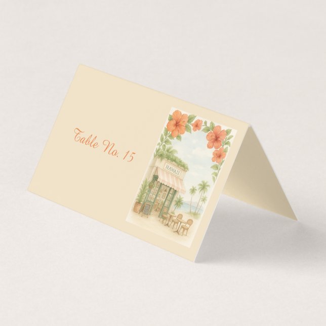 Tropical Hawaii Destination Wedding table number (Front)