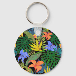 Tropical Hawaii Flower Graphic Art Design Keychain