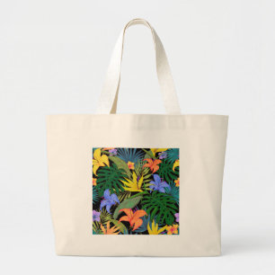 Tropical Hawaii Flower Graphic Art Design Large Tote Bag