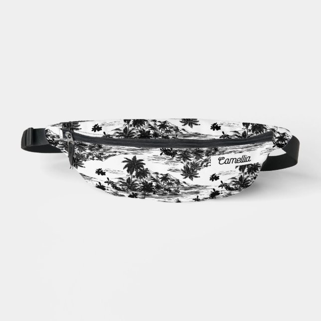 Tropical Hawaii Island Black & White Nom Personnal (Recto)