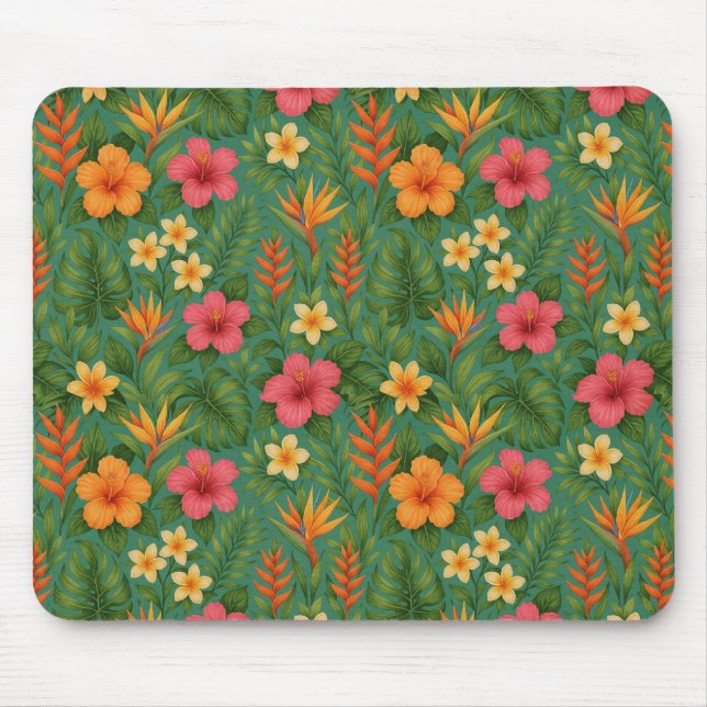 Tropical/Hawaii patterned floral Mouse Pad (Front)