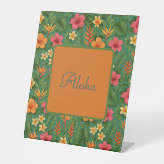 Tropical/Hawaii patterned floral Pedestal Sign