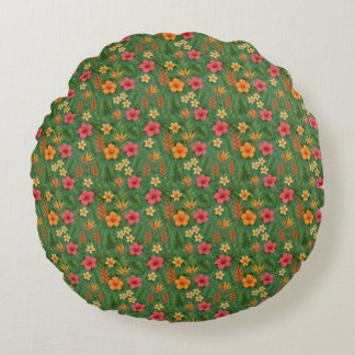 Tropical/Hawaii patterned floral Round Pillow