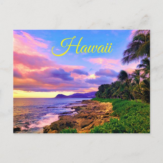 Tropical Hawaii Seashore Sunset Postcard (Front)