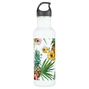 Tropical hawaii theme watercolor pineapple pattern 710 ml water bottle