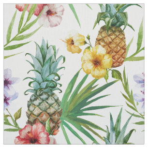 Tropical hawaii theme watercolor pineapple pattern fabric