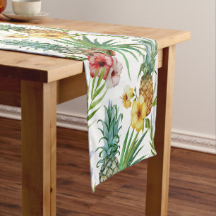 Tropical hawaii theme watercolor pineapple pattern short table runner