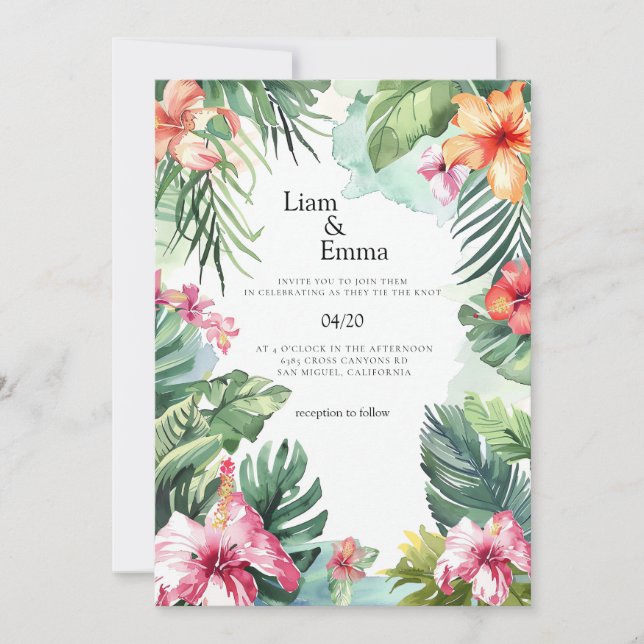 Tropical Hawaii Wedding Invitation (Front)