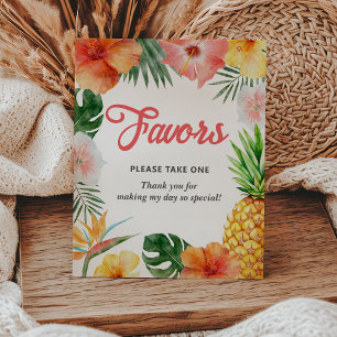 Tropical Hawaiian Birthday Party Favours Sign