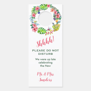 Tropical Hawaiian Colourful Hibiscus Wedding Guest Door Hanger