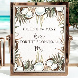 Tropical Hawaiian Floral & Coconut Bridal Shower Poster