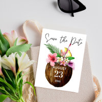 Tropical Hawaiian Floral & Coconut Save the Date