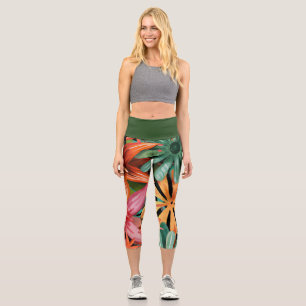 tropical/Hawaiian/floral/flower Capri Leggings