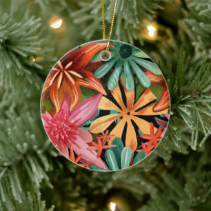 tropical/Hawaiian/floral/flower Ceramic Ornament