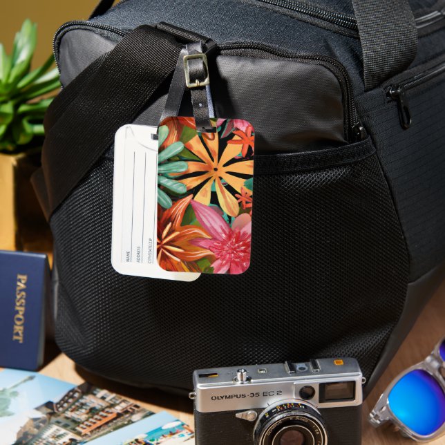 tropical/Hawaiian/floral/flower Luggage Tag (Front & Back)