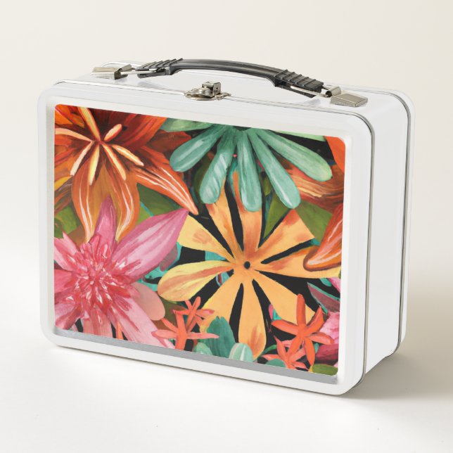 tropical/Hawaiian/floral/flower Metal Lunch Box (Front)