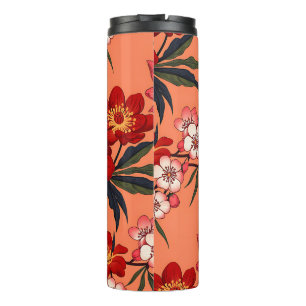 Tropical Hawaiian Floral Pattern Thermal Tumbler