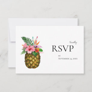 Tropical Hawaiian Floral & Pineapple RSVP No Meal